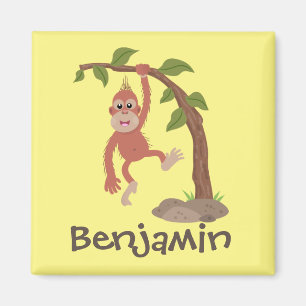 Tecknad av Cute lycklig baby orangutan Magnet