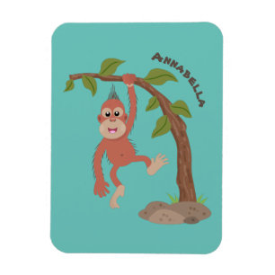 Tecknad av Cute lycklig baby orangutan Magnet