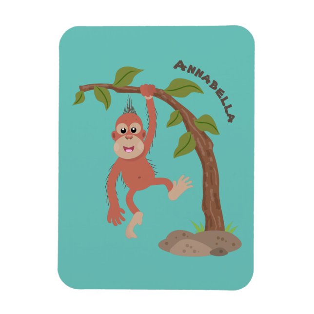 Tecknad av  Cute lycklig baby orangutan Magnet (Vertikal)