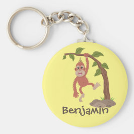 Tecknad av  Cute lycklig baby orangutan Nyckelring