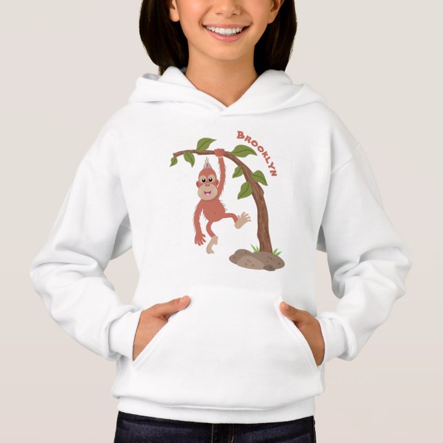 Tecknad av  Cute lycklig baby orangutan T Shirt (Framsida)