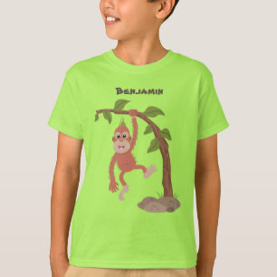 Tecknad av  Cute lycklig baby orangutan T Shirt