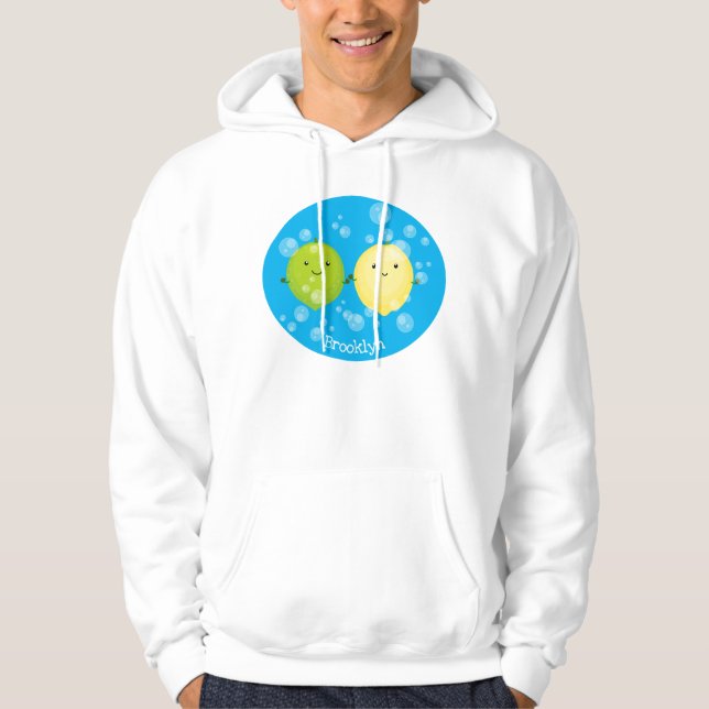 Tecknad av Cute lycklig citronkalk Hoodie (Framsida)