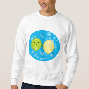 Tecknad av Cute lycklig citronkalk Lång Ärmad Tröja