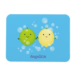 Tecknad av Cute lycklig citronkalk Magnet