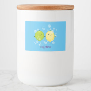 Tecknad av Cute lycklig citronkalk Mat Etiketter
