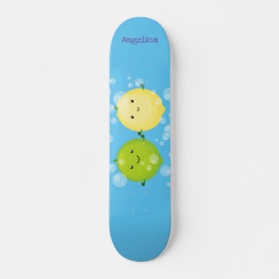 Tecknad av Cute lycklig citronkalk Mini Skateboard Bräda 18,5 Cm
