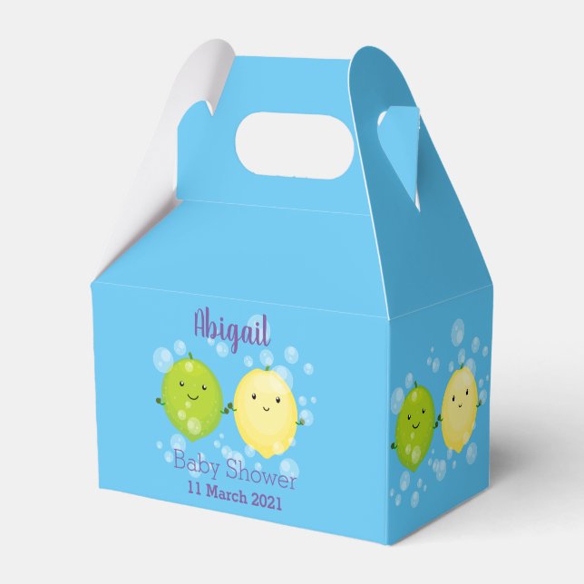 Tecknad av Cute lycklig citronkalk Presentaskar (Framsidan Sidan)