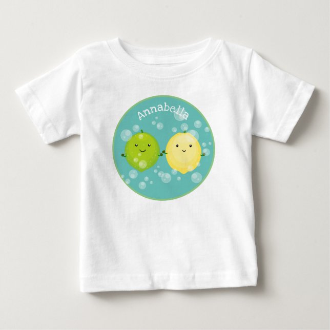 Tecknad av Cute lycklig citronkalk T Shirt (Framsida)