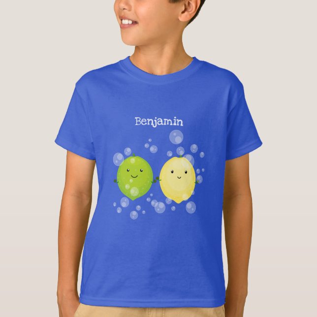 Tecknad av Cute lycklig citronkalk T Shirt (Framsida)