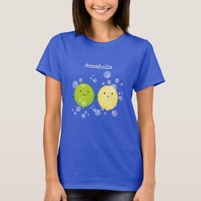 Tecknad av Cute lycklig citronkalk T Shirt (Framsida)