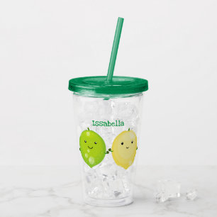 Tecknad av Cute lycklig citronkalk Take Away Mugg
