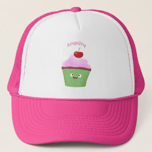 Tecknad av cute lycklig cupkaka keps