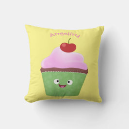 Tecknad av cute lycklig cupkaka kudde