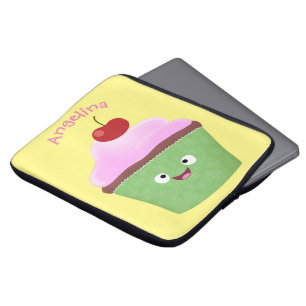 Tecknad av cute lycklig cupkaka laptop fodral