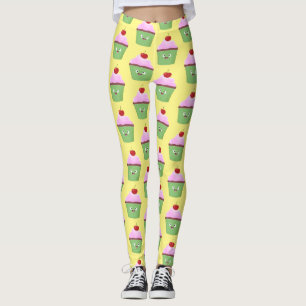 Tecknad av cute lycklig cupkaka leggings