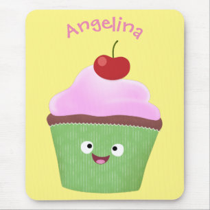 Tecknad av cute lycklig cupkaka musmatta