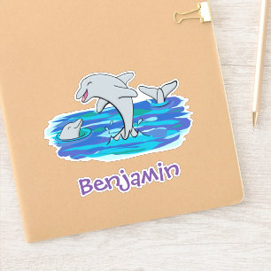 Tecknad av Cute lycklig delphins Klistermärken