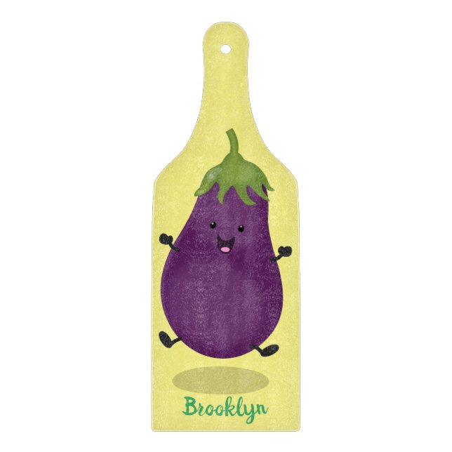 Tecknad av Cute lycklig eggplant eggplant (Framsidan)