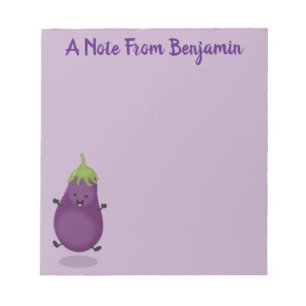 Tecknad av Cute lycklig eggplant eggplant Anteckningsblock