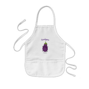 Tecknad av Cute lycklig eggplant eggplant Barnförkläde
