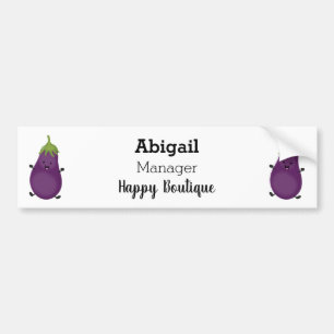 Tecknad av Cute lycklig eggplant eggplant Bildekal