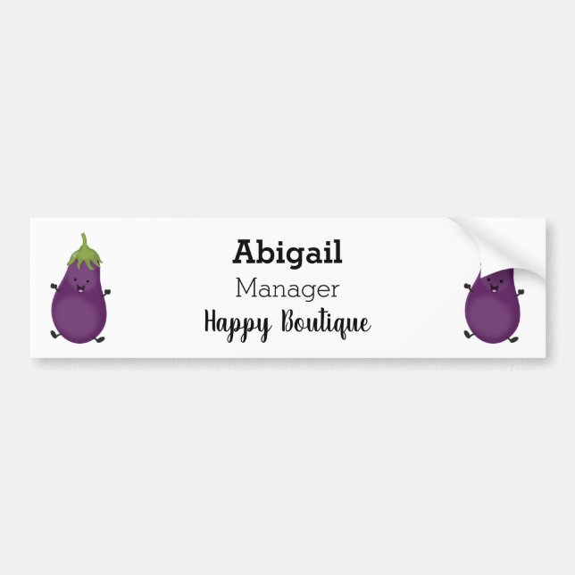 Tecknad av Cute lycklig eggplant eggplant Bildekal (Framsidan)