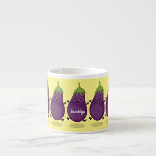 Tecknad av Cute lycklig eggplant eggplant Espressomugg