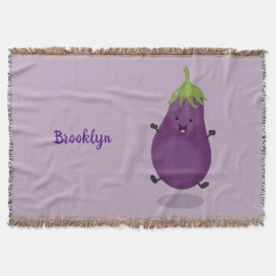 Tecknad av Cute lycklig eggplant eggplant Filt