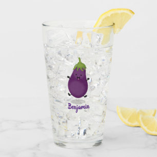 Tecknad av Cute lycklig eggplant eggplant Glaskopp