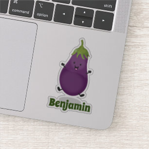 Tecknad av Cute lycklig eggplant eggplant Klistermärken