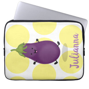 Tecknad av Cute lycklig eggplant eggplant Laptop Fodral