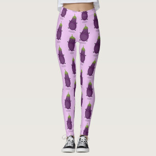 Tecknad av Cute lycklig eggplant eggplant Leggings