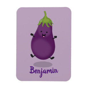 Tecknad av Cute lycklig eggplant eggplant Magnet