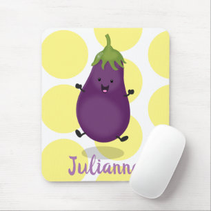 Tecknad av Cute lycklig eggplant eggplant Musmatta