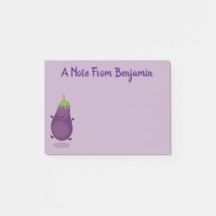 Tecknad av Cute lycklig eggplant eggplant Post-it Block