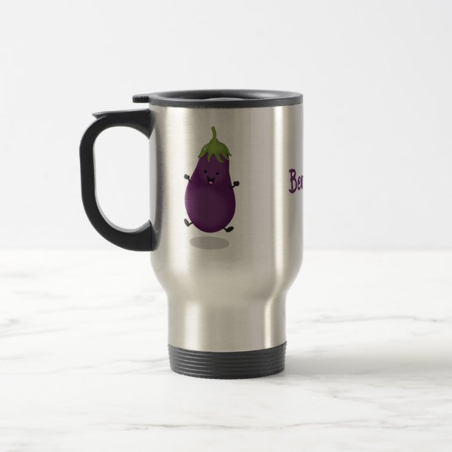 Tecknad av Cute lycklig eggplant eggplant Resemugg (Vänster)
