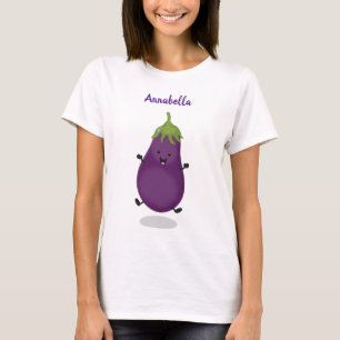 Tecknad av Cute lycklig eggplant eggplant T Shirt