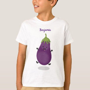 Tecknad av Cute lycklig eggplant eggplant T Shirt