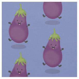 Tecknad av Cute lycklig eggplant eggplant Tyg