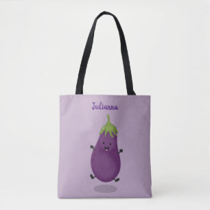 Tecknad av Cute lycklig eggplant eggplant Tygkasse
