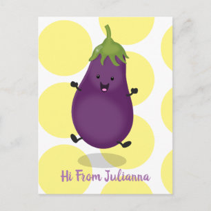 Tecknad av Cute lycklig eggplant eggplant Vykort