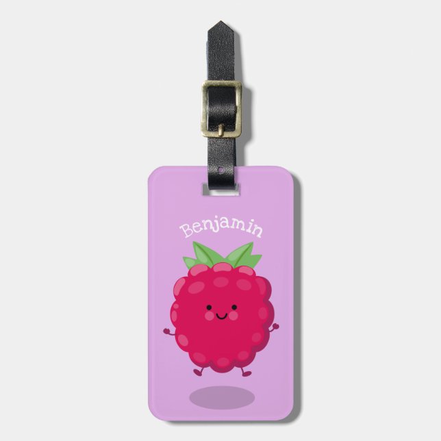 Tecknad av cute lycklig-hallon bagagebricka (Vertikal Framsida)