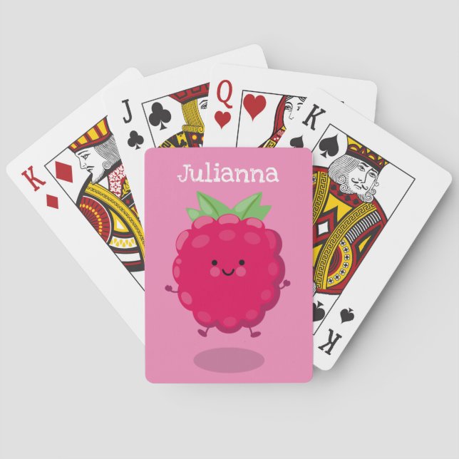 Tecknad av cute lycklig-hallon casinokort (Baksidan)