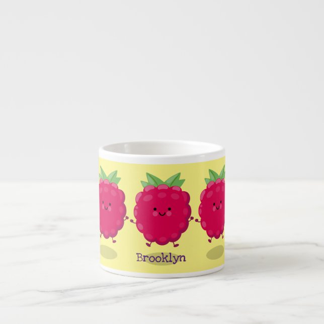Tecknad av cute lycklig-hallon espressomugg (Framsidan)
