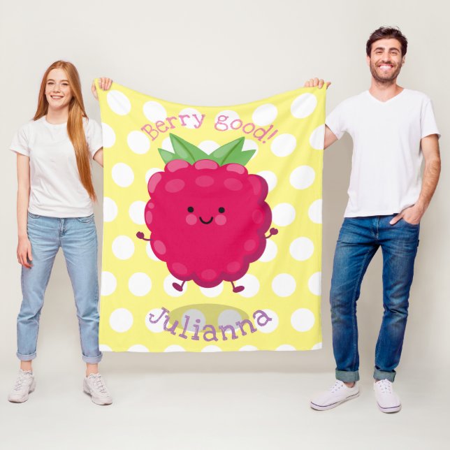 Tecknad av cute lycklig-hallon fleecefilt (På plats)