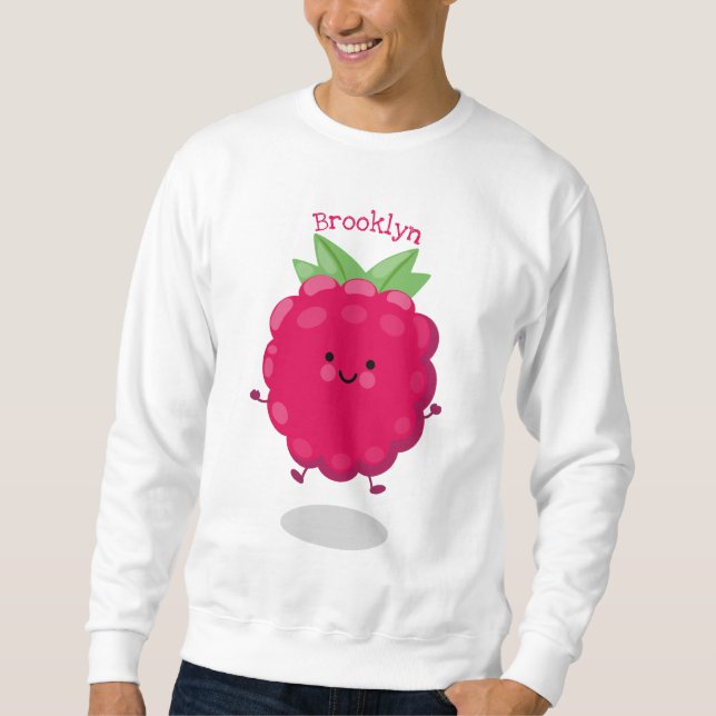 Tecknad av cute lycklig-hallon lång ärmad tröja (Framsida)