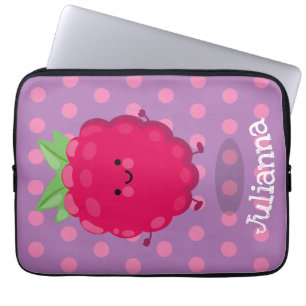 Tecknad av cute lycklig-hallon laptop fodral
