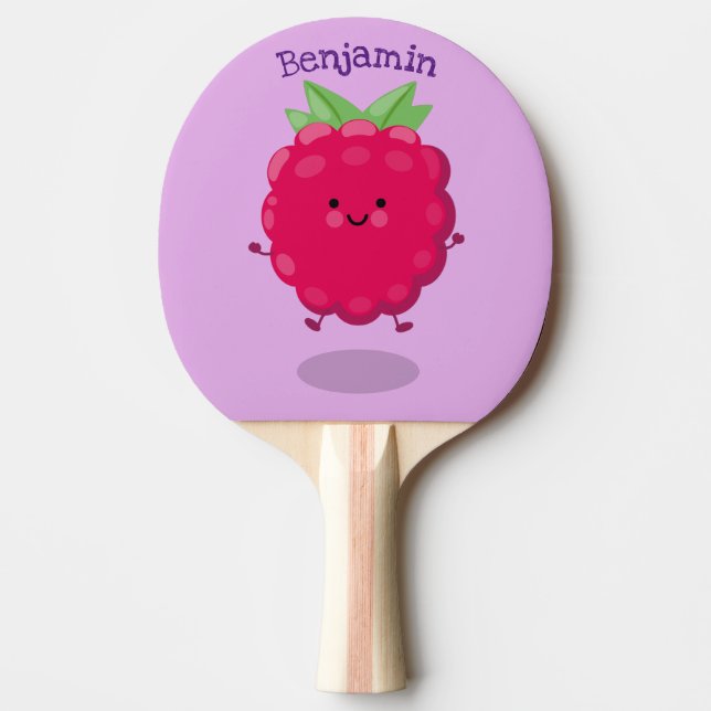 Tecknad av cute lycklig-hallon pingisracket (Framsidan)