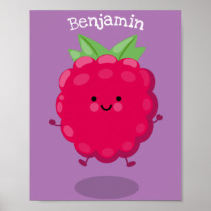 Tecknad av cute lycklig-hallon poster